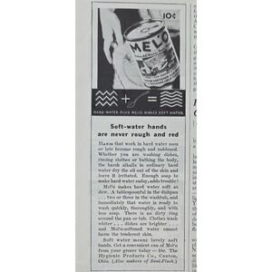 1932 Vintage MELO Soft Water Soap Advertisement Print x 2